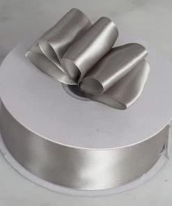 Silkflowersfactory Ribbons 1.5" X 50 Yards Solid Satin Ribbon - Silver