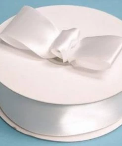 Silkflowersfactory 1.5" X 50 Yards Solid Satin Ribbon - White Ribbons 9 Silkflowersfactory 1.5