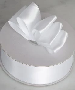 Silkflowersfactory 1.5" X 50 Yards Solid Satin Ribbon - White Ribbons