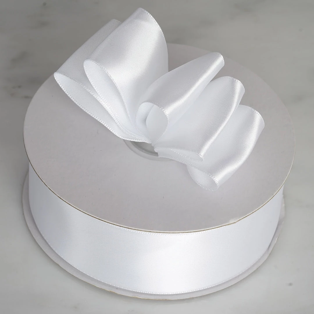 Silkflowersfactory 1.5" X 50 Yards Solid Satin Ribbon - White Ribbons 3 Silkflowersfactory 1.5" X 50 Yards Solid Satin Ribbon - White Ribbons