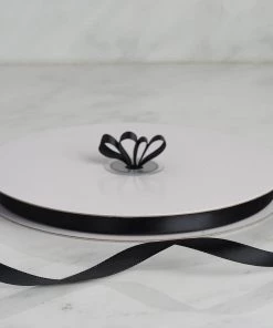 Silkflowersfactory Ribbons 3/8" X 100 Yards Solid Satin Ribbon - Black