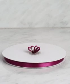 Silkflowersfactory Ribbons 3/8" X 100 Yards Solid Satin Ribbon - Eggplant