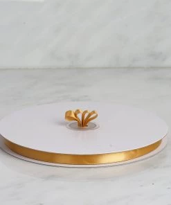 Silkflowersfactory Ribbons 3/8" X 100 Yards Solid Satin Ribbon - Gold