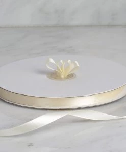 Silkflowersfactory Ribbons 3/8" X 100 Yards Solid Satin Ribbon - Ivory