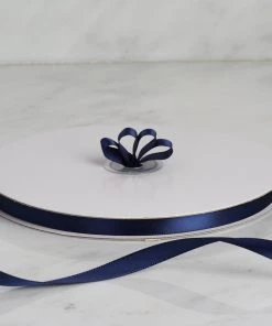 Silkflowersfactory Ribbons 3/8" X 100 Yards Solid Satin Ribbon - Navy Blue