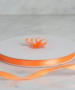 Silkflowersfactory Ribbons 3/8" X 100 Yards Solid Satin Ribbon - Orange