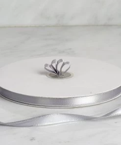 Silkflowersfactory 3/8" X 100 Yards Solid Satin Ribbon - Silver