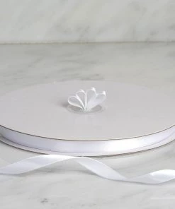 Silkflowersfactory 3/8" X 100 Yards Solid Satin Ribbon - White