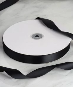 Silkflowersfactory Ribbons 7/8" X 100 Yards Solid Satin Ribbon - Black