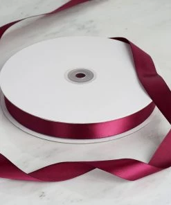 Silkflowersfactory 7/8" X 100 Yards Solid Satin Ribbon - Burgundy