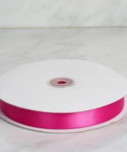 Silkflowersfactory 7/8" X 100 Yards Solid Satin Ribbon - Fuchsia Ribbons
