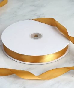 Silkflowersfactory 7/8" X 100 Yards Solid Satin Ribbon - Gold