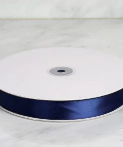 Silkflowersfactory Ribbons 7/8" X 100 Yards Solid Satin Ribbon - Navy Blue