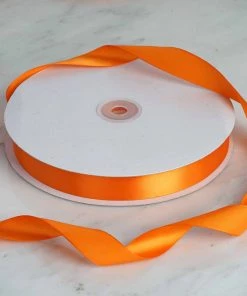 Silkflowersfactory Ribbons 7/8" X 100 Yards Solid Satin Ribbon - Orange