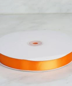Silkflowersfactory Ribbons 7/8" X 100 Yards Solid Satin Ribbon - Orange