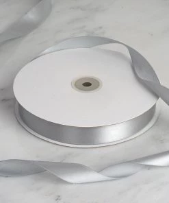 Silkflowersfactory 7/8" X 100 Yards Solid Satin Ribbon - Silver
