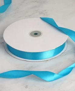 Silkflowersfactory Ribbons 7/8" X 100 Yards Solid Satin Ribbon - Turquoise