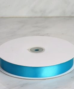 Silkflowersfactory Ribbons 7/8" X 100 Yards Solid Satin Ribbon - Turquoise