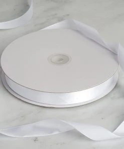 Silkflowersfactory 7/8" X 100 Yards Solid Satin Ribbon - White