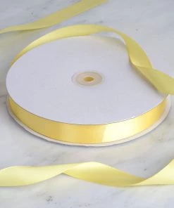 Silkflowersfactory Ribbons 7/8" X 100 Yards Solid Satin Ribbon - Yellow
