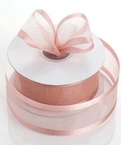 Silkflowersfactory Ribbons 1.5" X 25 Yards Organza Ribbon With Satin Edge - Blush