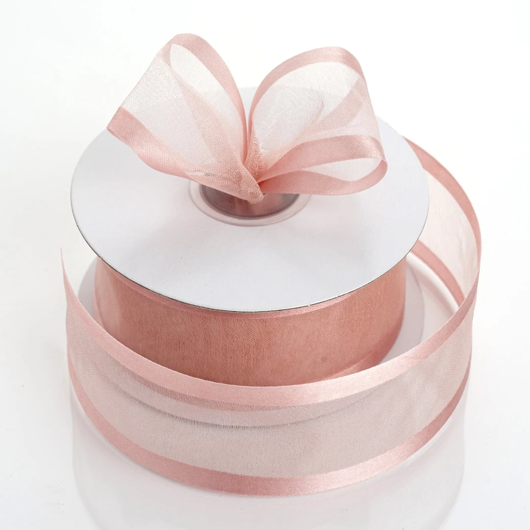 Silkflowersfactory Ribbons 1.5" X 25 Yards Organza Ribbon With Satin Edge - Blush 3 Silkflowersfactory Ribbons 1.5" X 25 Yards Organza Ribbon With Satin Edge - Blush