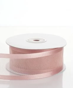 Silkflowersfactory Ribbons 1.5" X 25 Yards Organza Ribbon With Satin Edge - Blush