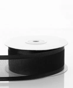 Silkflowersfactory Ribbons 1.5" X 25 Yards Organza Ribbon With Satin Edge - Black