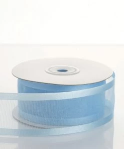 Silkflowersfactory 1.5" X 25 Yards Organza Ribbon With Satin Edge - Light Blue