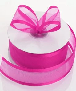 Silkflowersfactory 1.5" X 25 Yards Organza Ribbon With Satin Edge - Fuchsia Ribbons