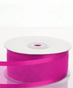 Silkflowersfactory 1.5" X 25 Yards Organza Ribbon With Satin Edge - Fuchsia Ribbons