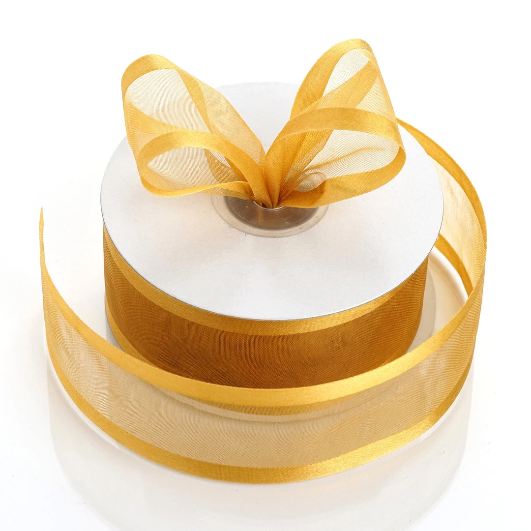 Silkflowersfactory 1.5" X 25 Yards Organza Ribbon With Satin Edge - Gold 3 Silkflowersfactory 1.5" X 25 Yards Organza Ribbon With Satin Edge - Gold