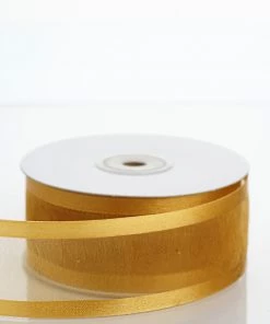 Silkflowersfactory 1.5" X 25 Yards Organza Ribbon With Satin Edge - Gold