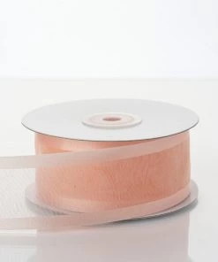Silkflowersfactory 1.5" X 25 Yards Organza Ribbon With Satin Edge - Peach