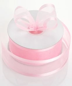 Silkflowersfactory 1.5" X 25 Yards Organza Ribbon With Satin Edge - Pink Ribbons
