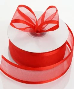 Silkflowersfactory Ribbons 1.5" X 25 Yards Organza Ribbon With Satin Edge - Red