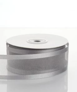 Silkflowersfactory Ribbons 1.5" X 25 Yards Organza Ribbon With Satin Edge - Silver