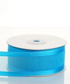 Silkflowersfactory Ribbons 1.5" X 25 Yards Organza Ribbon With Satin Edge - Turquoise
