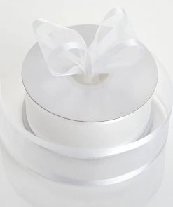 Silkflowersfactory 1.5" X 25 Yards Organza Ribbon With Satin Edge - White Ribbons