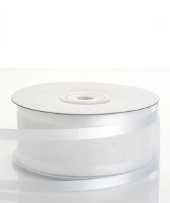 Silkflowersfactory 1.5" X 25 Yards Organza Ribbon With Satin Edge - White Ribbons