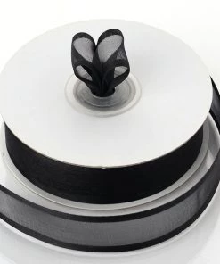 Silkflowersfactory Ribbons 7/8" X 25 Yards Organza Ribbon With Satin Edge - Black