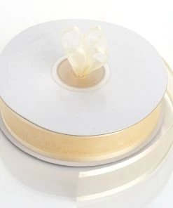 Silkflowersfactory 7/8" X 25 Yards Organza Ribbon With Satin Edge - Ivory Ribbons