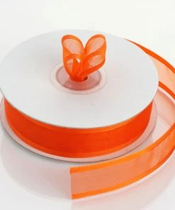 Silkflowersfactory 7/8" X 25 Yards Organza Ribbon With Satin Edge - Orange