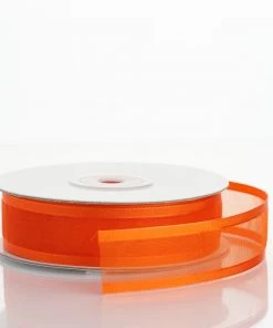 Silkflowersfactory 7/8" X 25 Yards Organza Ribbon With Satin Edge - Orange