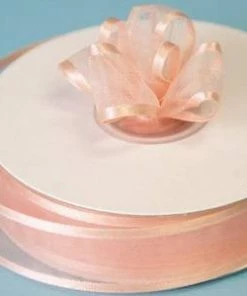 Silkflowersfactory 7/8" X 25 Yards Organza Ribbon With Satin Edge - Peach 7 Silkflowersfactory 7/8
