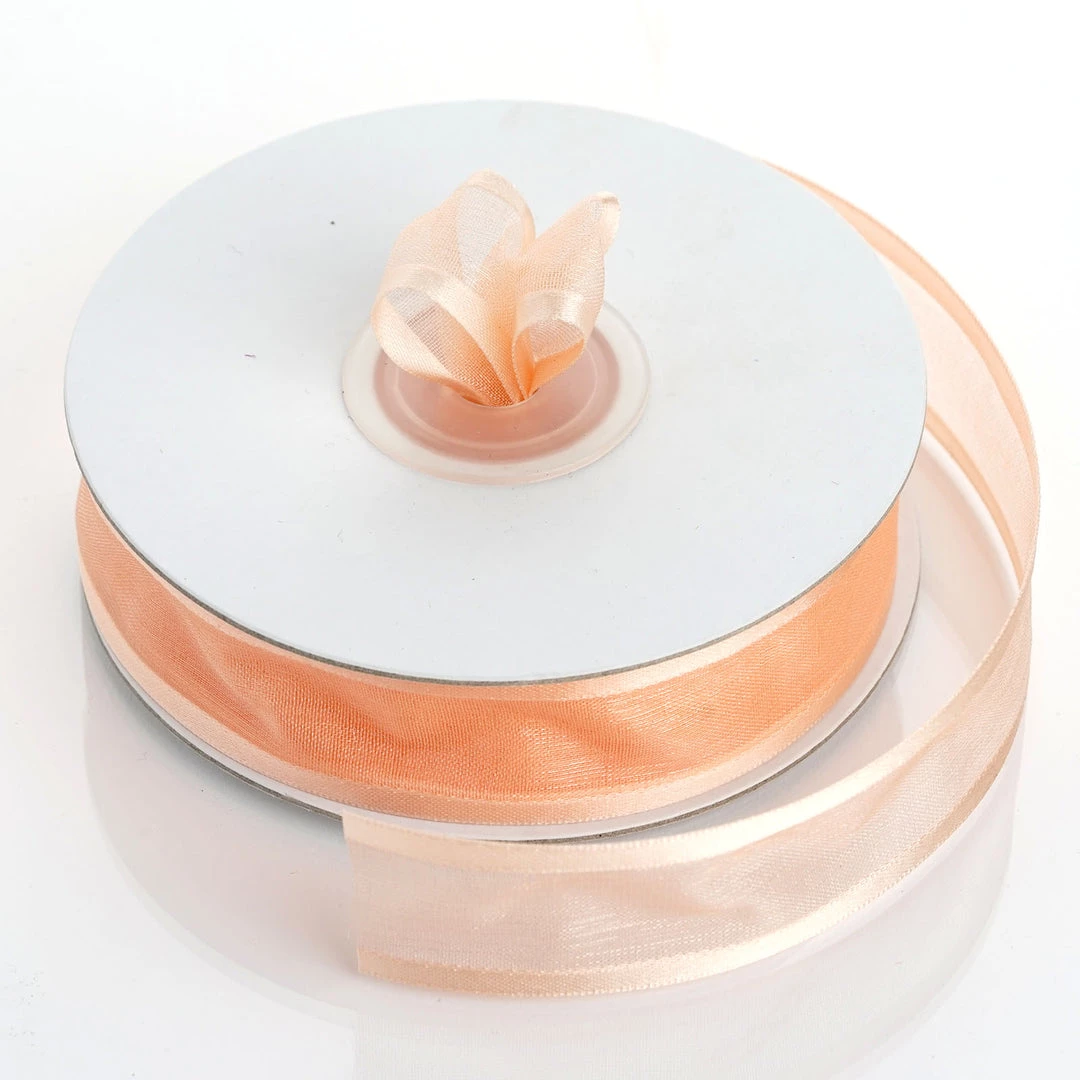Silkflowersfactory 7/8" X 25 Yards Organza Ribbon With Satin Edge - Peach 3 Silkflowersfactory 7/8" X 25 Yards Organza Ribbon With Satin Edge - Peach