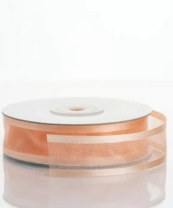 Silkflowersfactory 7/8" X 25 Yards Organza Ribbon With Satin Edge - Peach