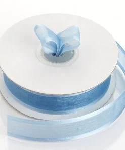 Silkflowersfactory 7/8" X 25 Yards Organza Ribbon With Satin Edge - Serenity Blue