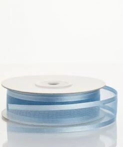 Silkflowersfactory 7/8" X 25 Yards Organza Ribbon With Satin Edge - Serenity Blue