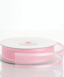 Silkflowersfactory 7/8" X 25 Yards Organza Ribbon With Satin Edge - Pink